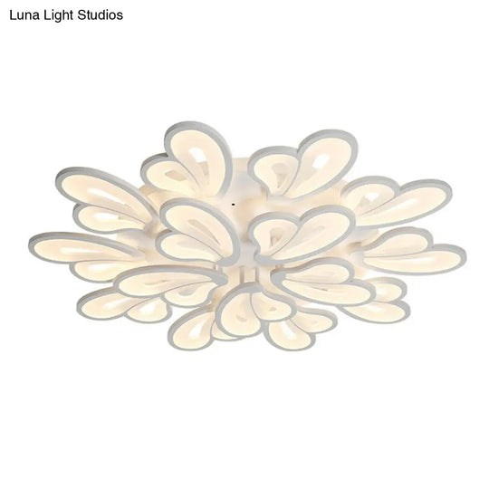 Contemporary Acrylic Butterfly Flush Mount Led Ceiling Light In White