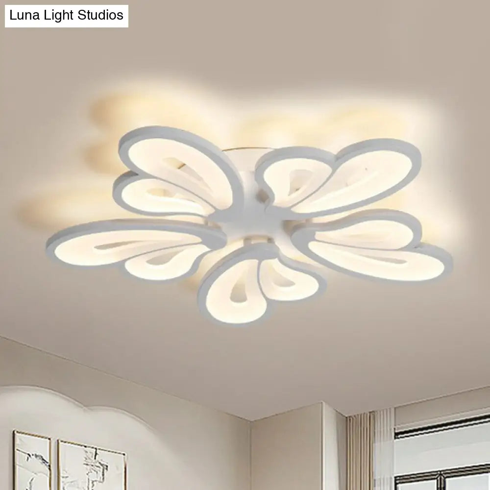 Contemporary Acrylic Butterfly Flush Mount Led Ceiling Light In White