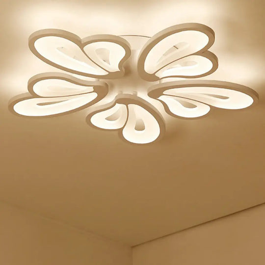 Contemporary Acrylic Butterfly Flush Mount Led Ceiling Light In White 5 / Warm