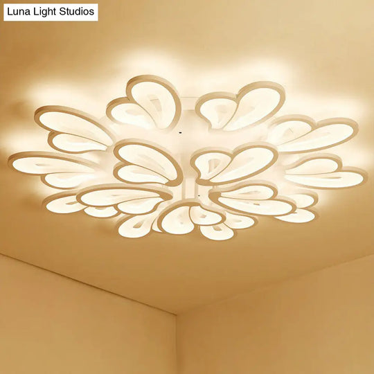 Contemporary Acrylic Butterfly Flush Mount Led Ceiling Light In White 15 / Warm