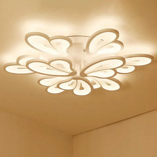 Contemporary Acrylic Butterfly Flush Mount Led Ceiling Light In White 9 / Warm