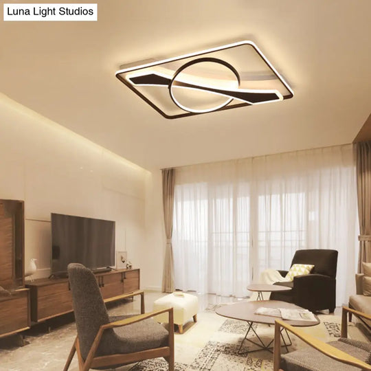 Contemporary Acrylic Ceiling Light: Led Flush Mount Lamp In Warm/White Light Square/Rectangular