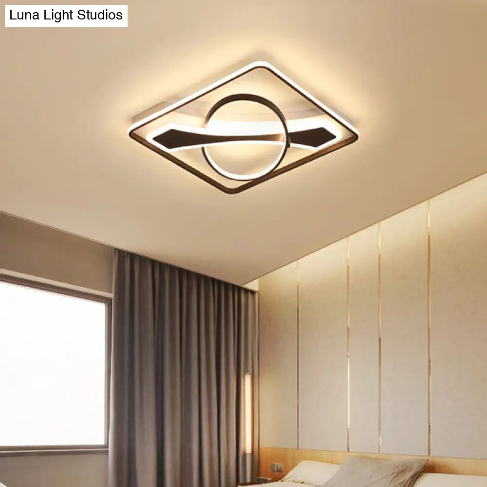 Contemporary Acrylic Ceiling Light: Led Flush Mount Lamp In Warm/White Light Square/Rectangular