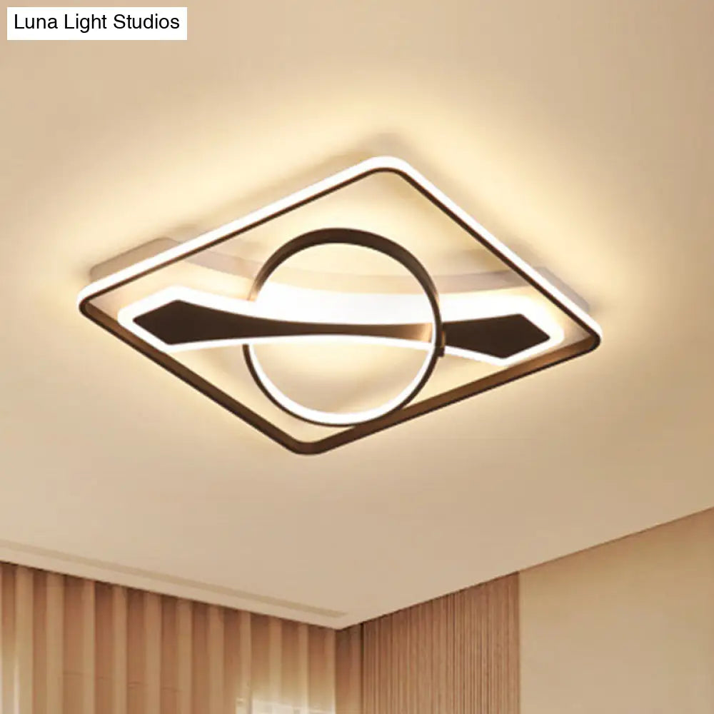 Contemporary Acrylic Ceiling Light: Led Flush Mount Lamp In Warm/White Light Square/Rectangular