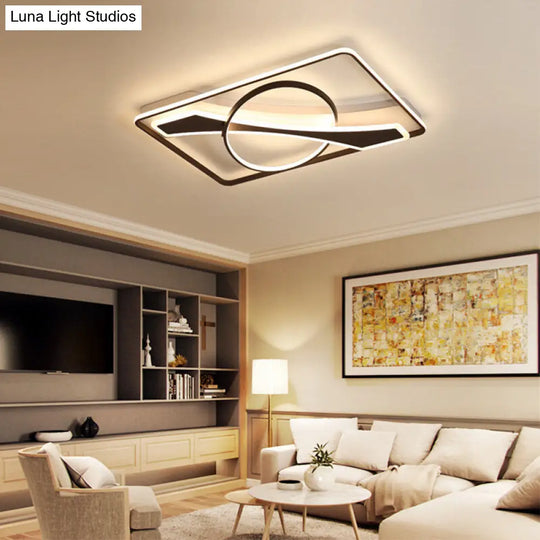 Contemporary Acrylic Ceiling Light: Led Flush Mount Lamp In Warm/White Light Square/Rectangular