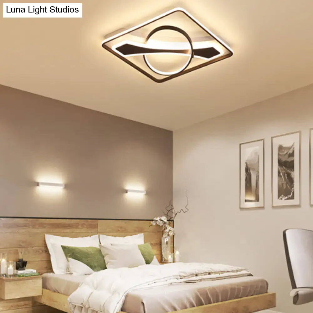 Contemporary Acrylic Ceiling Light: Led Flush Mount Lamp In Warm/White Light Square/Rectangular