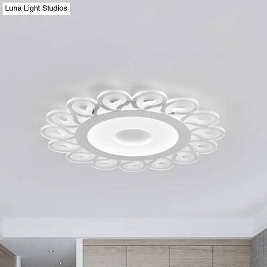 Contemporary Acrylic Circular Ceiling Light With Drop Pattern Led Flush Mount For Living Room White