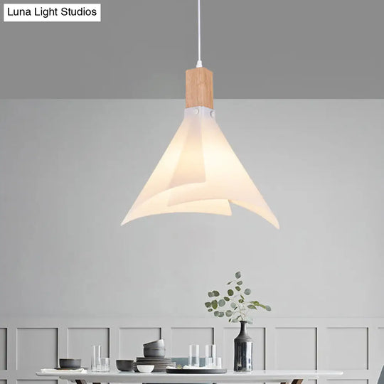 Contemporary Creative Cone Ceiling Lamp - Acrylic Pendant Light For Living Room With 1-Bulb White