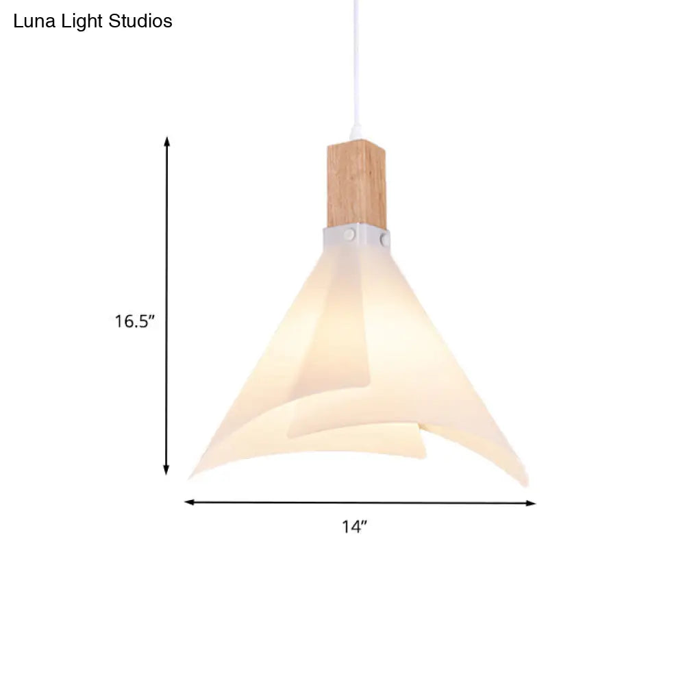 Contemporary Creative Cone Ceiling Lamp - Acrylic Pendant Light For Living Room With 1-Bulb White