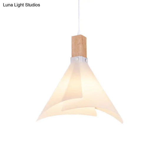 Contemporary Creative Cone Ceiling Lamp - Acrylic Pendant Light For Living Room With 1-Bulb White