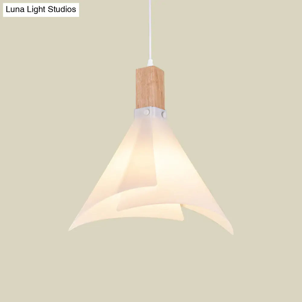 Contemporary Creative Cone Ceiling Lamp - Acrylic Pendant Light For Living Room With 1-Bulb White