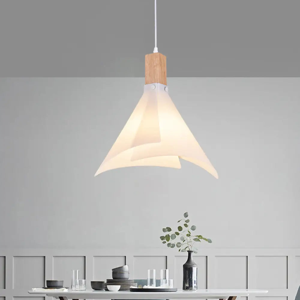 Contemporary Acrylic Cone Ceiling Lamp: Creative 1-Bulb Pendant Lighting For Living Room White