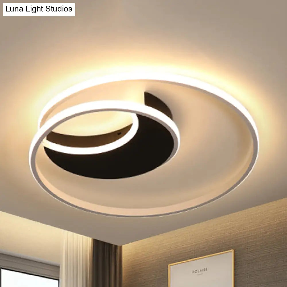 Contemporary Acrylic Crescent Led Flushmount Ceiling Light With Eye-Caring Ring For Bedroom