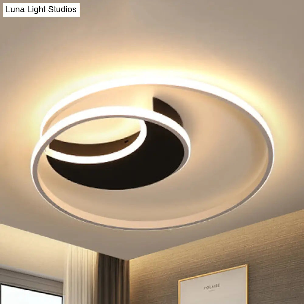 Contemporary Acrylic Crescent Led Flushmount Ceiling Light With Eye - Caring Ring For Bedroom