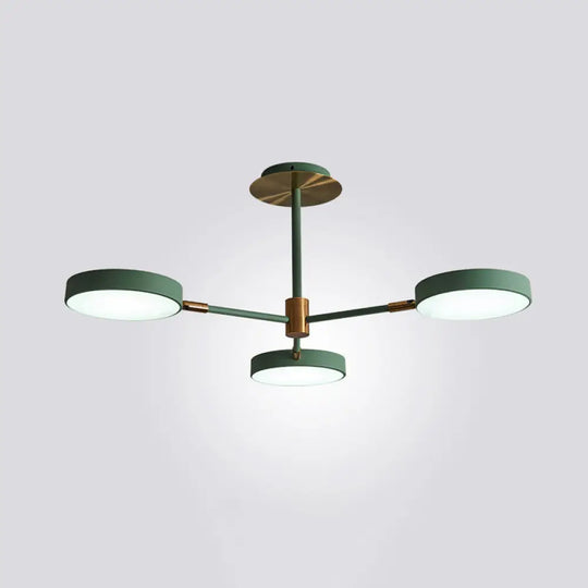 Contemporary Acrylic Drum Pendant Chandelier With Sputnik Design 3 / Green