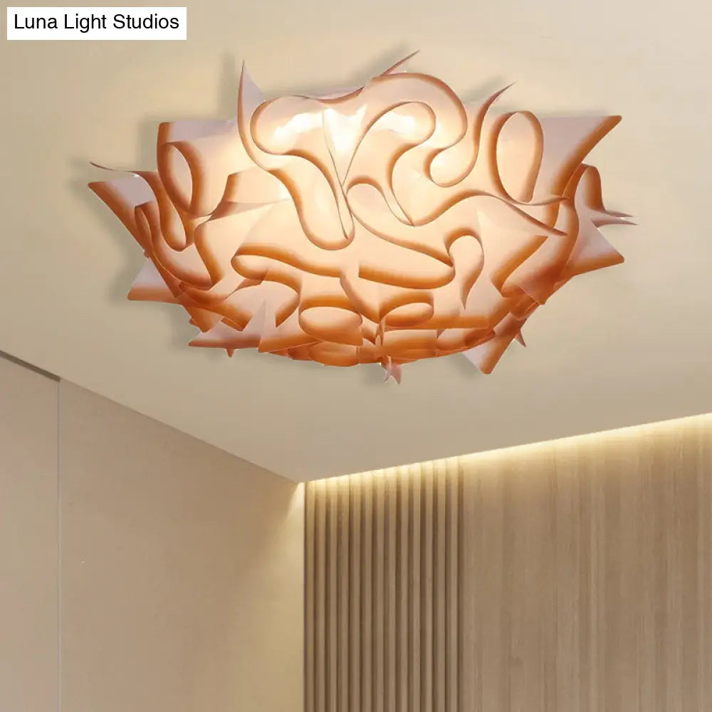 Contemporary Acrylic Flush Ceiling Lamp With Led Light Fixture - Blue/Brown/Orange