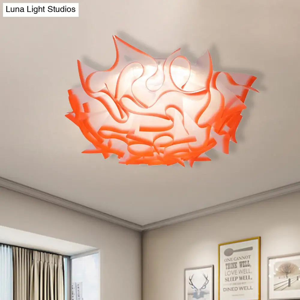 Contemporary Acrylic Flush Ceiling Lamp With Led Light Fixture - Blue/Brown/Orange