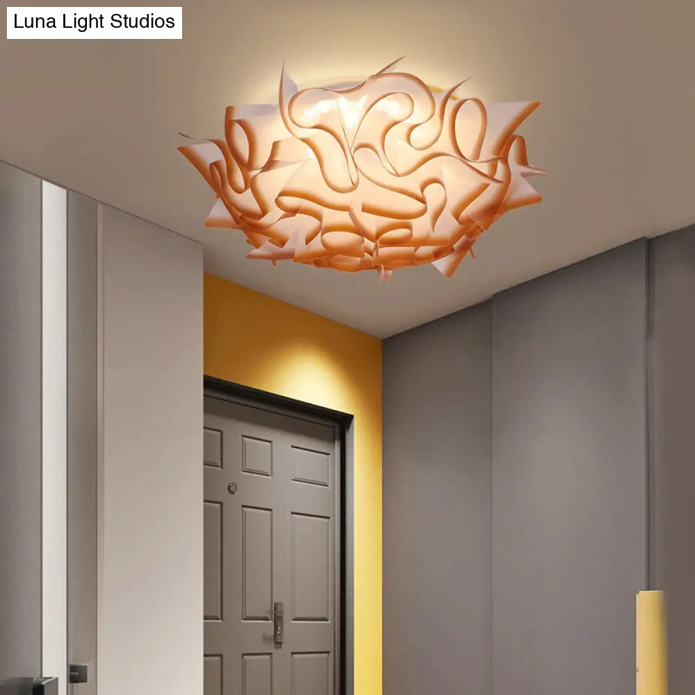 Contemporary Acrylic Flush Ceiling Lamp With Led Light Fixture - Blue/Brown/Orange Coffee