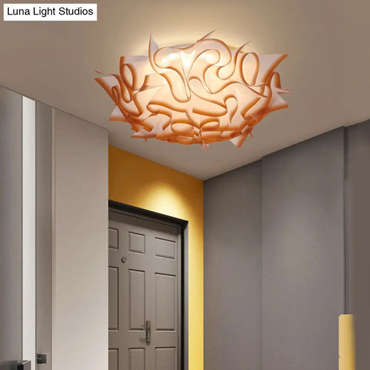 Contemporary Acrylic Flush Ceiling Lamp With Led Light Fixture - Blue/Brown/Orange Coffee