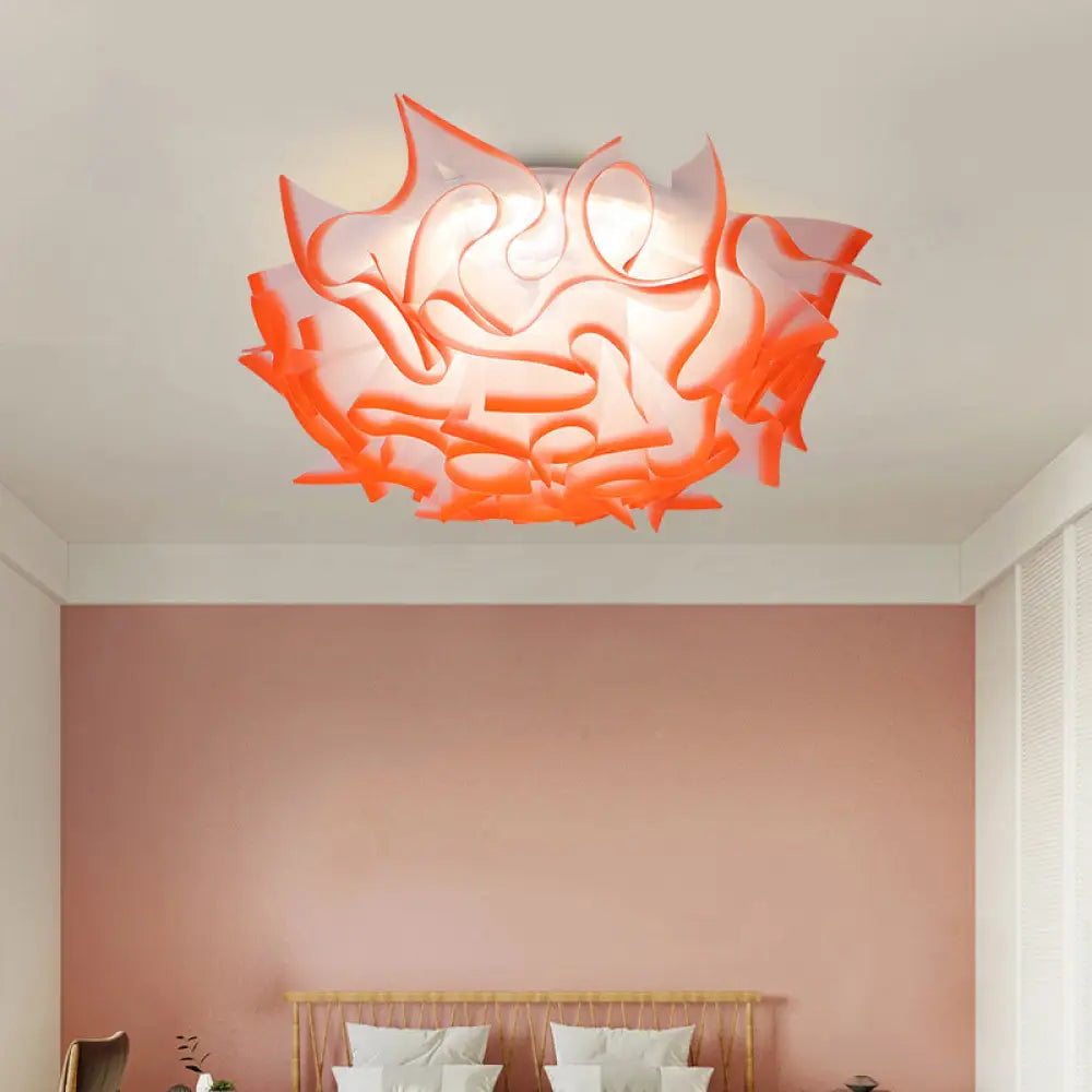 Contemporary Acrylic Flush Ceiling Lamp With Led Light Fixture - Blue/Brown/Orange Orange