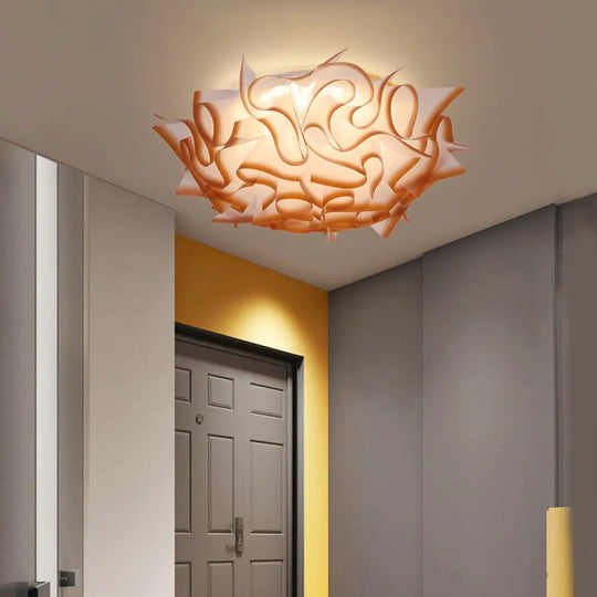 Contemporary Acrylic Flush Ceiling Lamp With Led Light Fixture - Blue/Brown/Orange Coffee