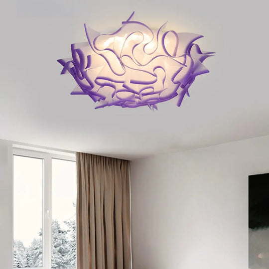 Contemporary Acrylic Flush Ceiling Lamp With Led Light Fixture - Blue/Brown/Orange Purple