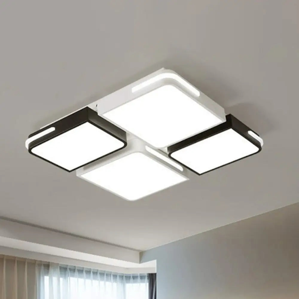 Contemporary Acrylic Flush Ceiling Light - Black And White Led Fixture Black - White / 19.5’