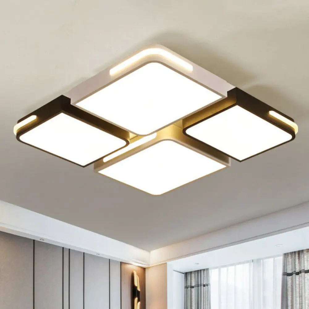 Contemporary Acrylic Flush Ceiling Light - Black And White Led Fixture Black - White / 19.5’ Warm