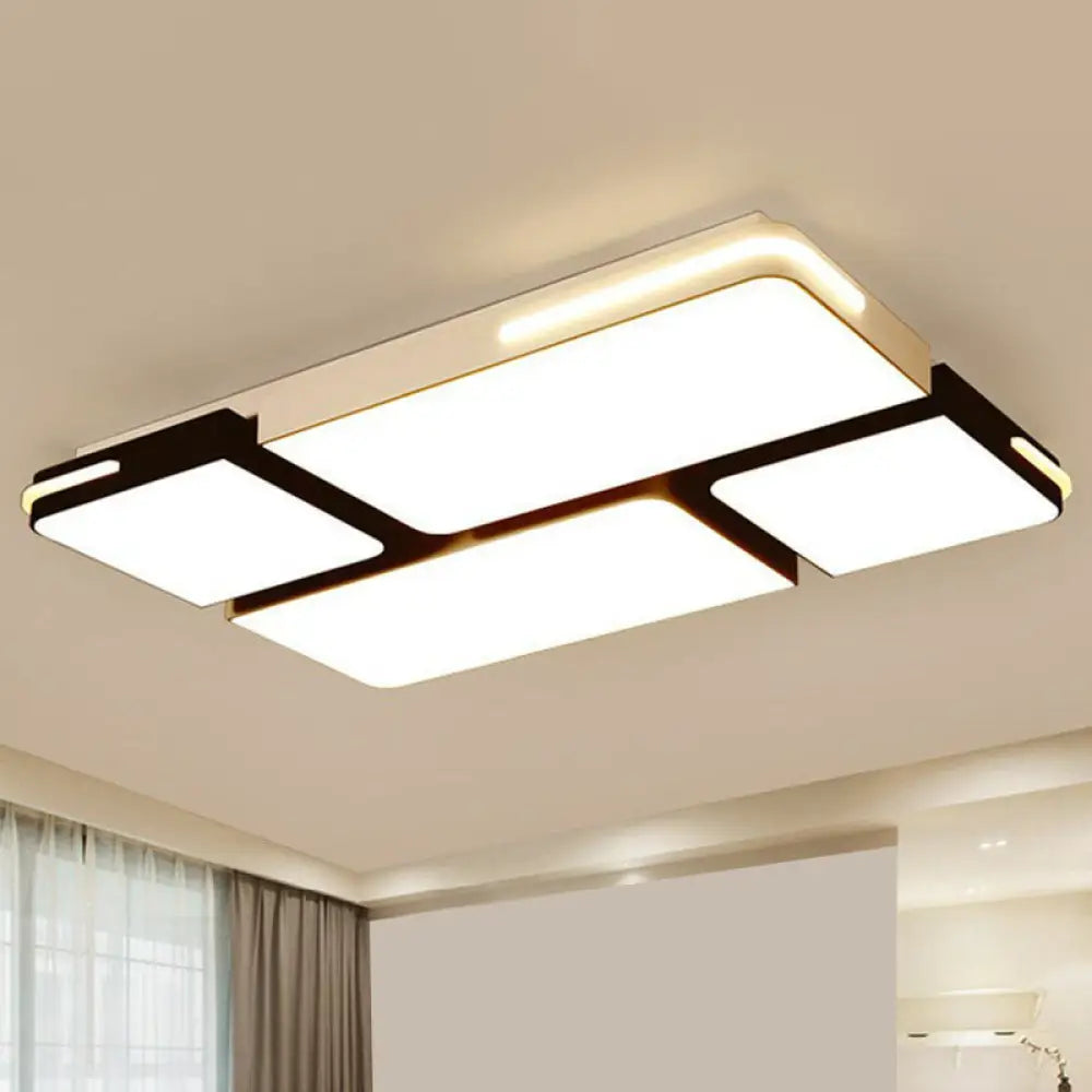 Contemporary Acrylic Flush Ceiling Light - Black And White Led Fixture Black - White / 29.5’ Warm