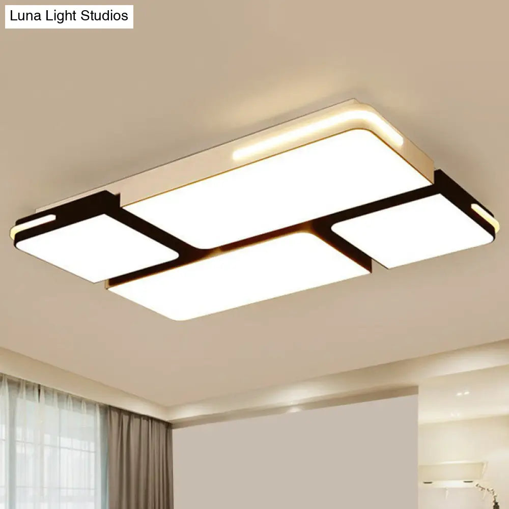 Contemporary Acrylic Flush Ceiling Light - Black And White Led Fixture Black-White / 29.5 Warm