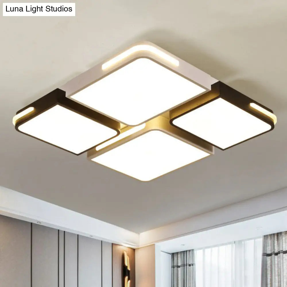 Contemporary Acrylic Flush Ceiling Light - Black And White Led Fixture Black-White / 19.5 Warm