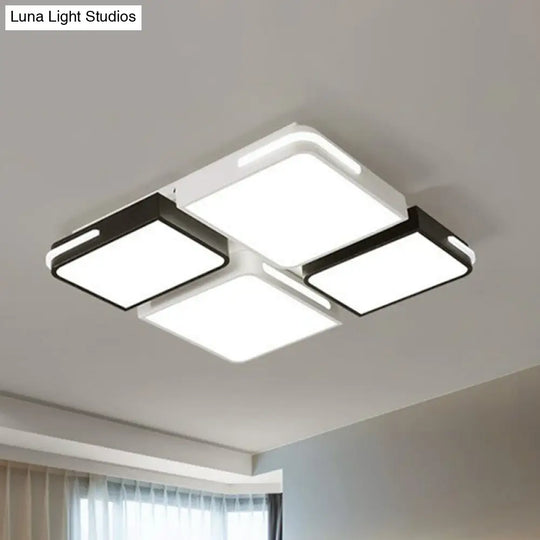 Contemporary Acrylic Flush Ceiling Light - Black And White Led Fixture Black-White / 19.5