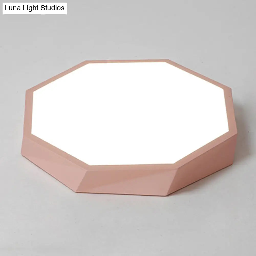 Contemporary Acrylic Flush Mount Ceiling Light For Bedroom - Faceted Chandelier Pink / 16.5