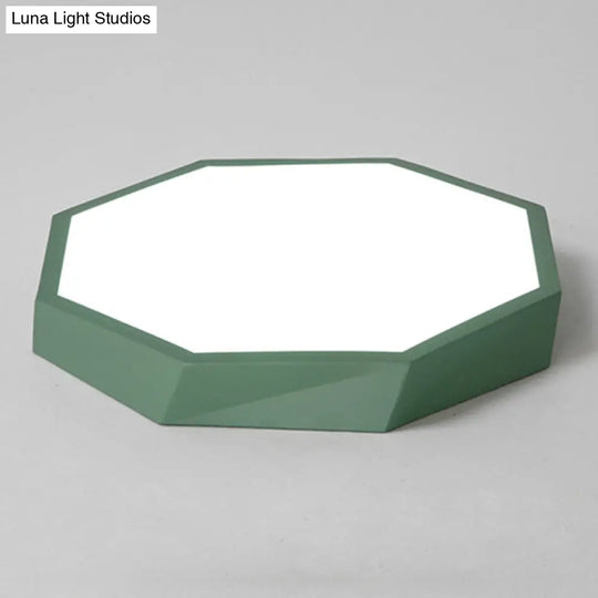 Contemporary Acrylic Flush Mount Ceiling Light For Bedroom - Faceted Chandelier Green / 16.5