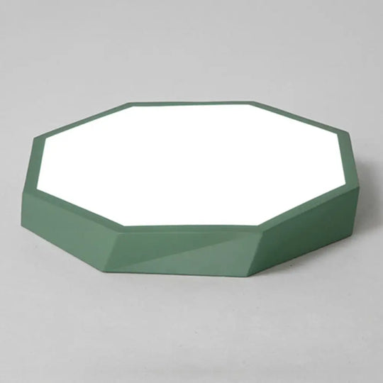Contemporary Acrylic Flush Mount Ceiling Light For Bedroom - Faceted Chandelier Green / 16.5’