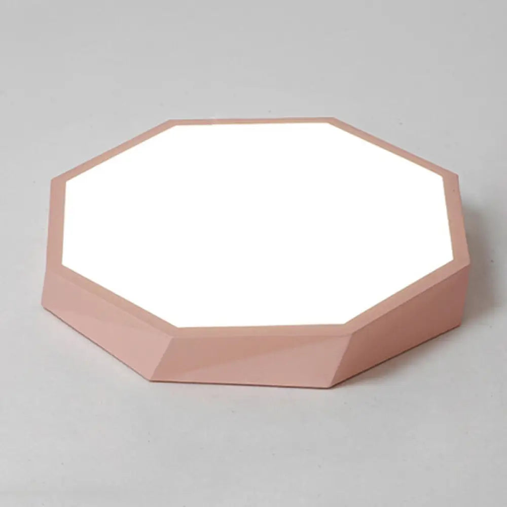 Contemporary Acrylic Flush Mount Ceiling Light For Bedroom - Faceted Chandelier Pink / 16.5’