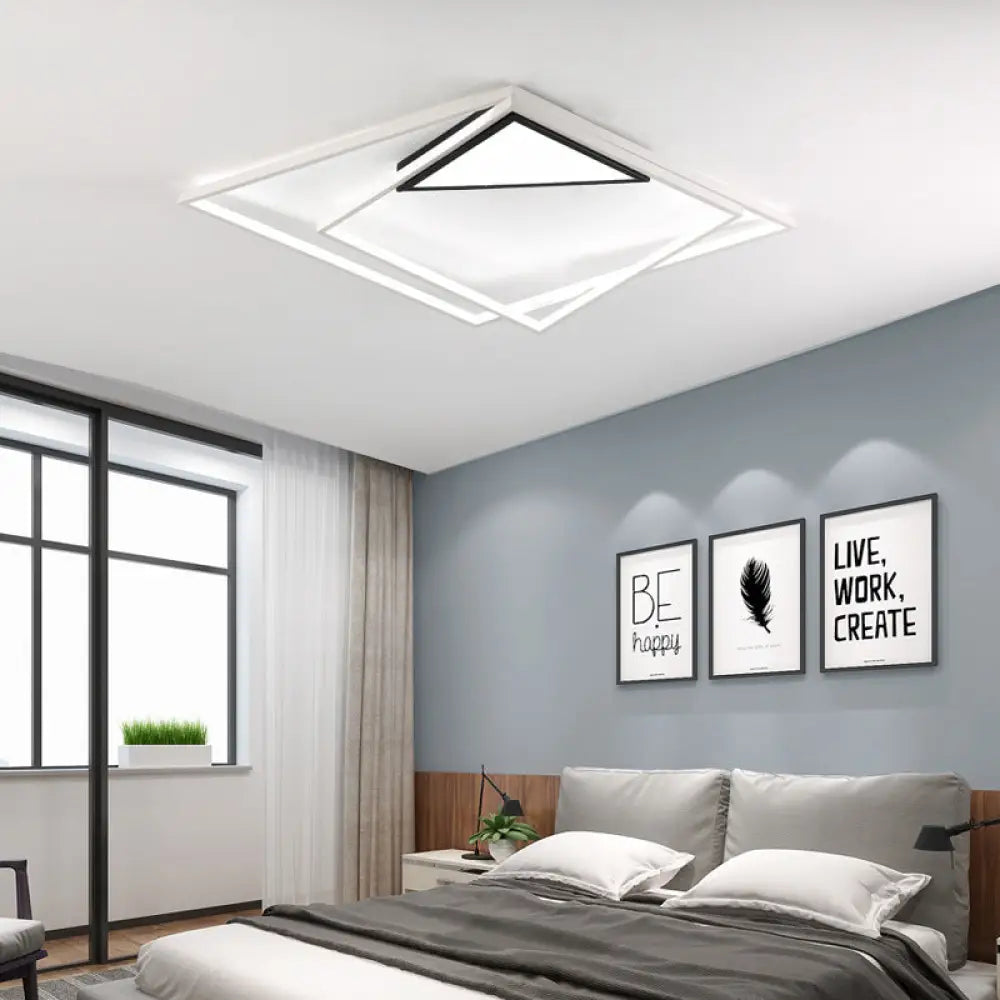 Contemporary Acrylic Flush Mount Ceiling Light In White - Ideal For Bedrooms / 27’