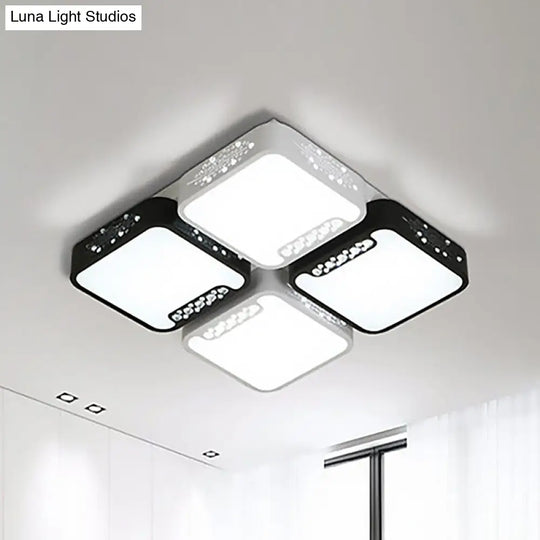 Contemporary Acrylic Flush Pendant Light - Led Black Ceiling Mount For Living Room / 21.5