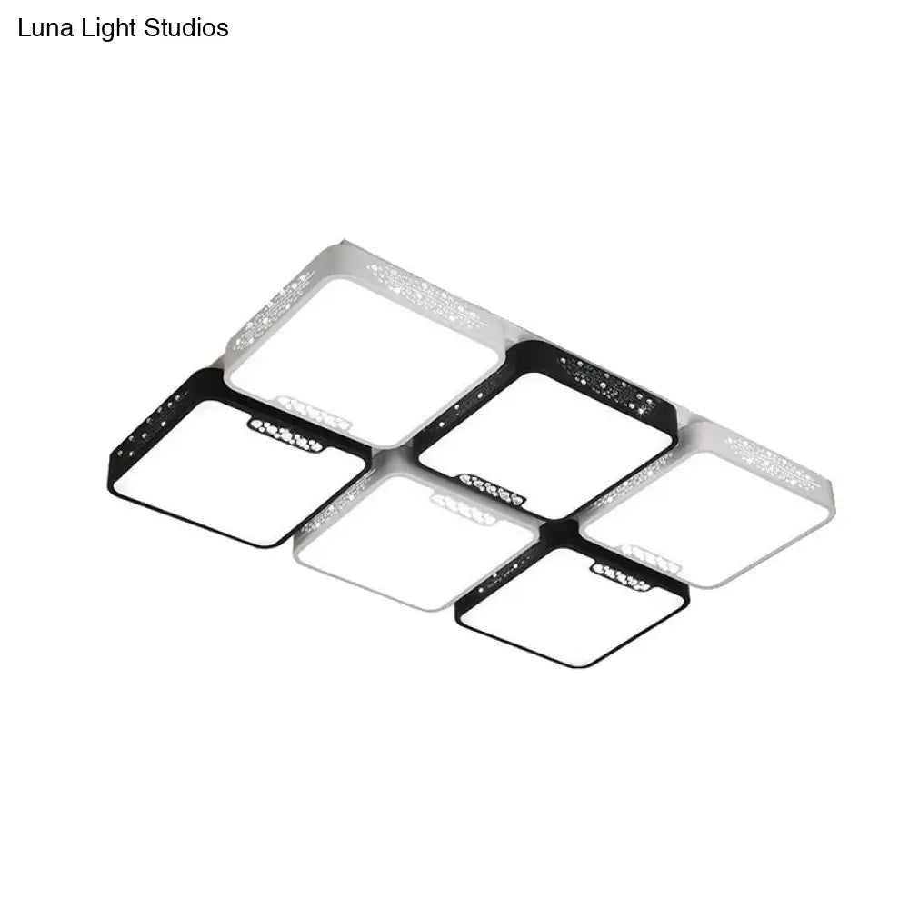 Contemporary Acrylic Flush Pendant Light - Led Black Ceiling Mount For Living Room