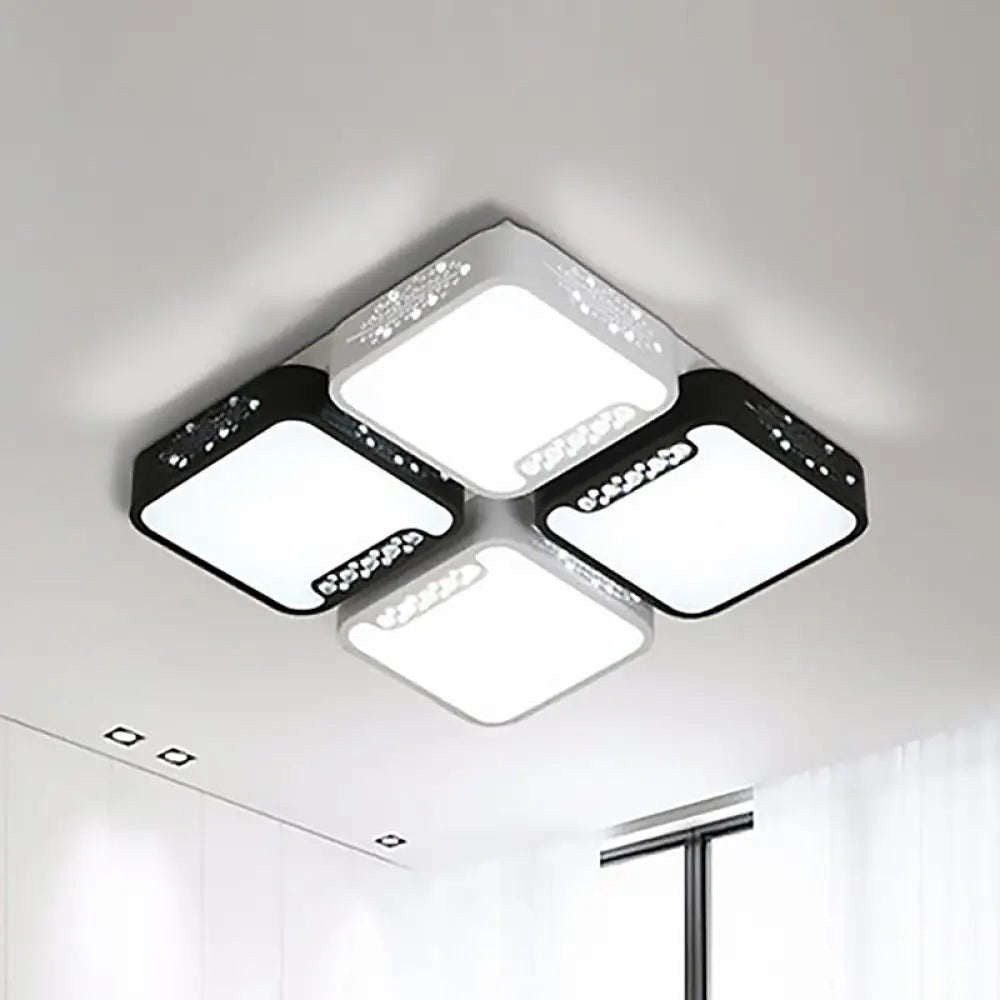 Contemporary Acrylic Flush Pendant Light - Led Black Ceiling Mount For Living Room / 21.5’