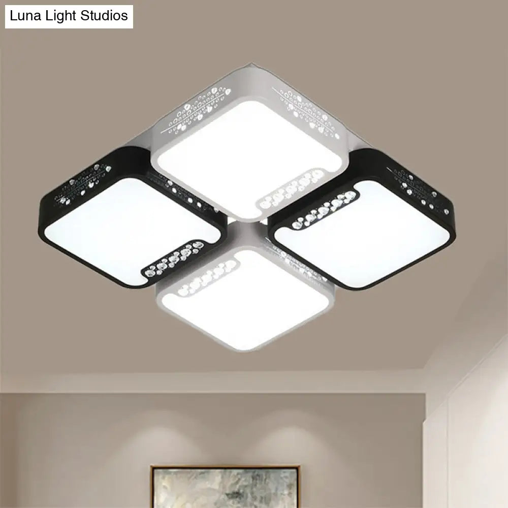 Contemporary Acrylic Flush Pendant Light - Led Black Ceiling Mount For Living Room