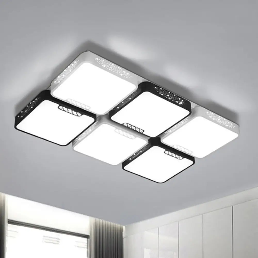 Contemporary Acrylic Flush Pendant Light - Led Black Ceiling Mount For Living Room / 32’