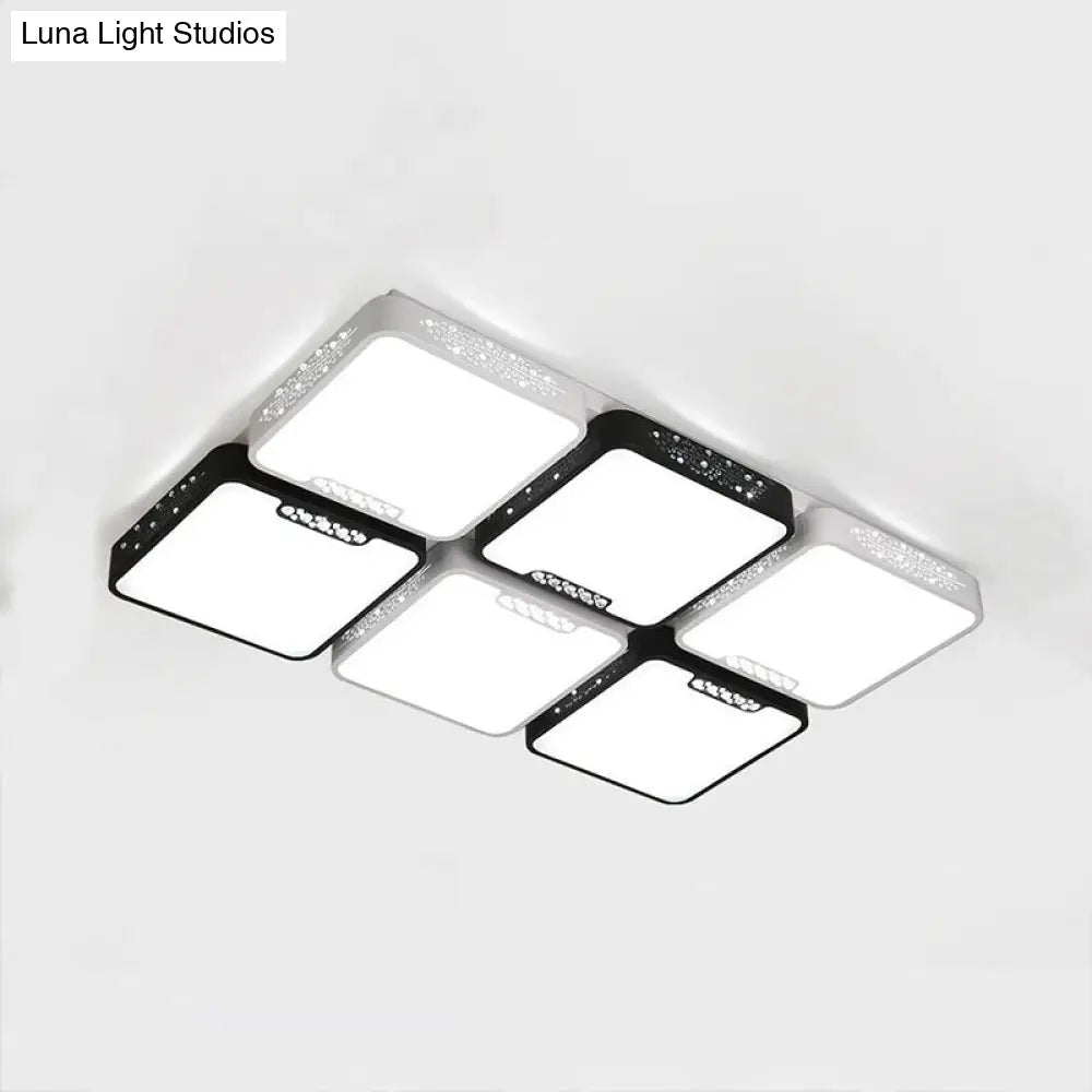 Contemporary Acrylic Flush Pendant Light - Led Black Ceiling Mount For Living Room