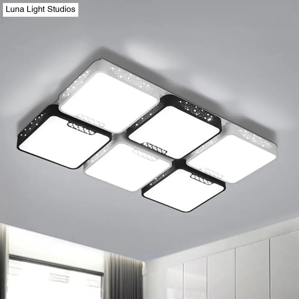 Contemporary Acrylic Flush Pendant Light - Led Black Ceiling Mount For Living Room / 32