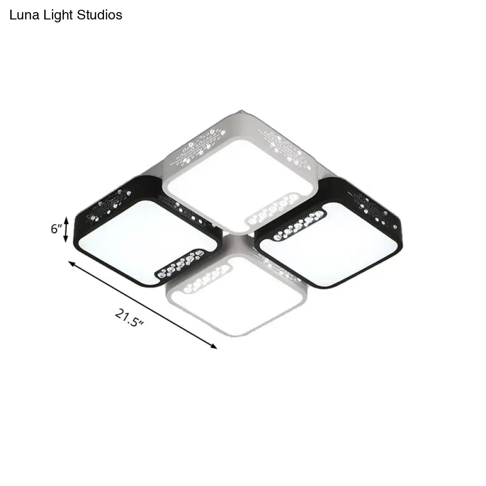 Contemporary Acrylic Flush Pendant Light - Led Black Ceiling Mount For Living Room