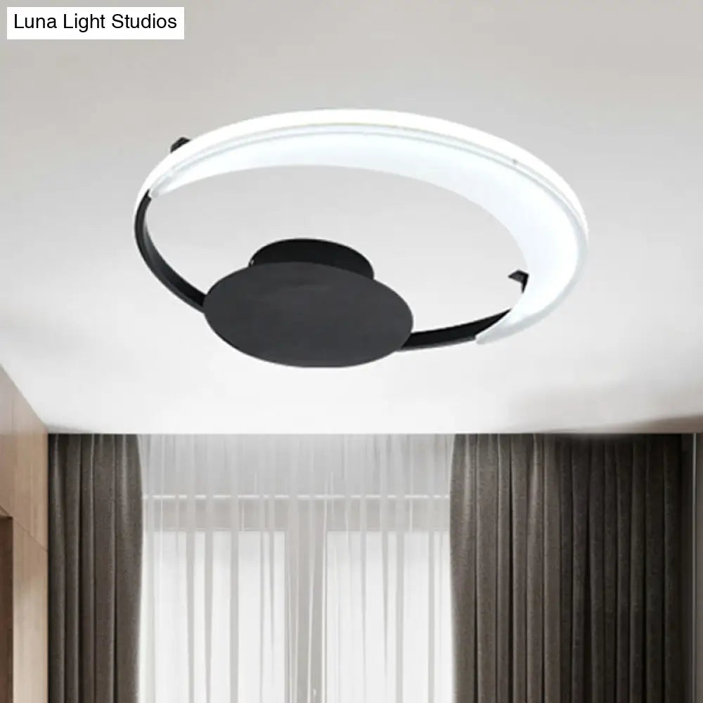 Contemporary Acrylic Flushmount Ceiling Light In Black - 3 Sizes Available