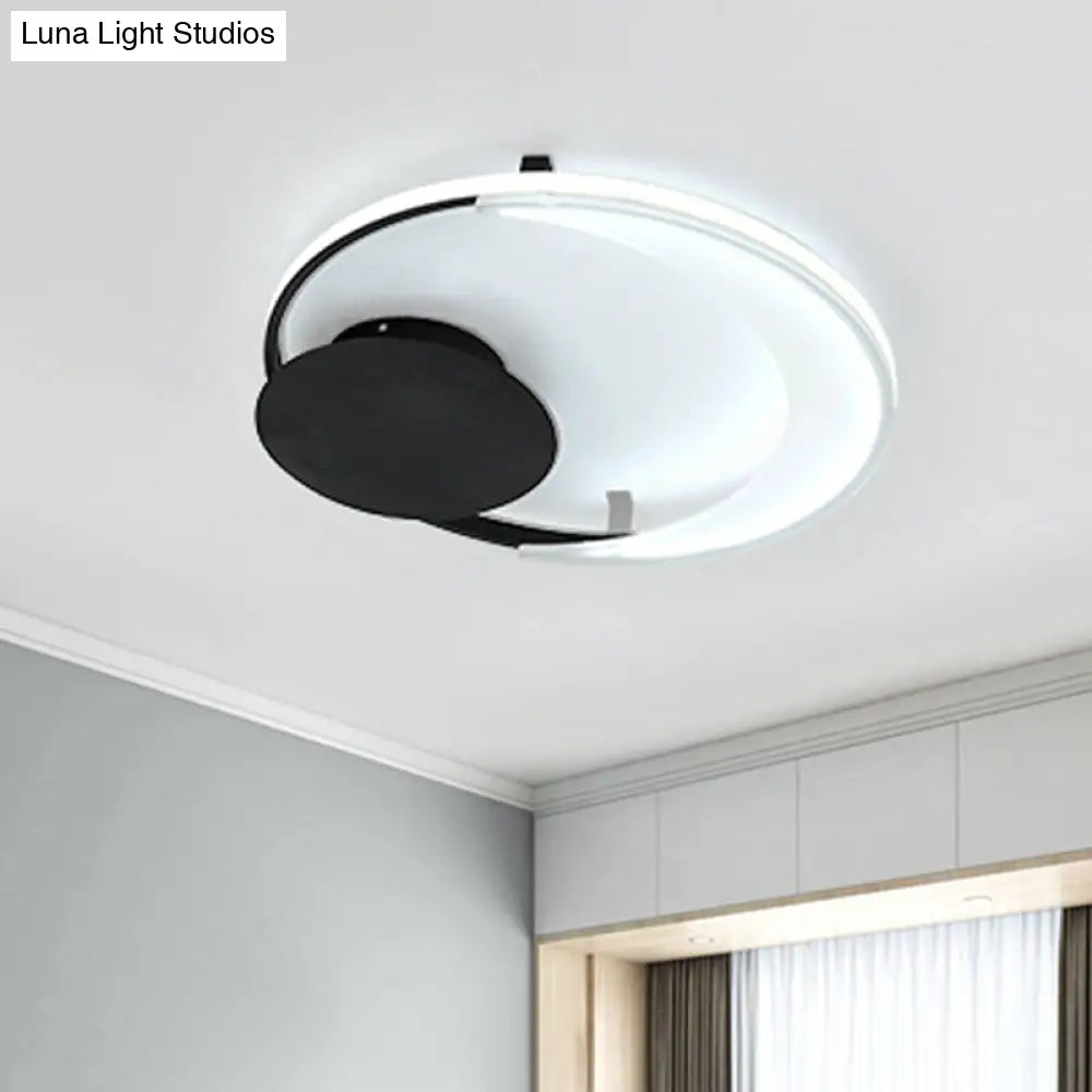 Contemporary Acrylic Flushmount Ceiling Light In Black - 3 Sizes Available