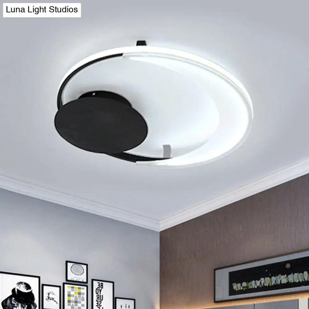 Contemporary Acrylic Flushmount Ceiling Light In Black - 3 Sizes Available