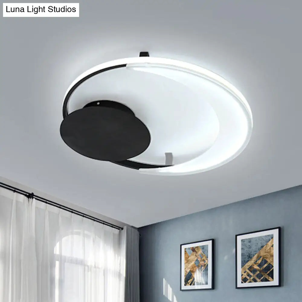 Contemporary Acrylic Flushmount Ceiling Light In Black - 3 Sizes Available