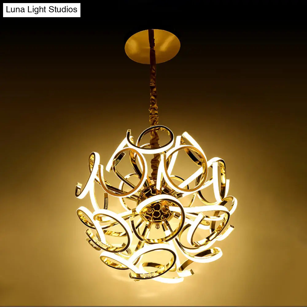 Contemporary Acrylic Globe 12/18/24-Light Gold/Silver Hanging Ceiling Chandelier Pendant Light In